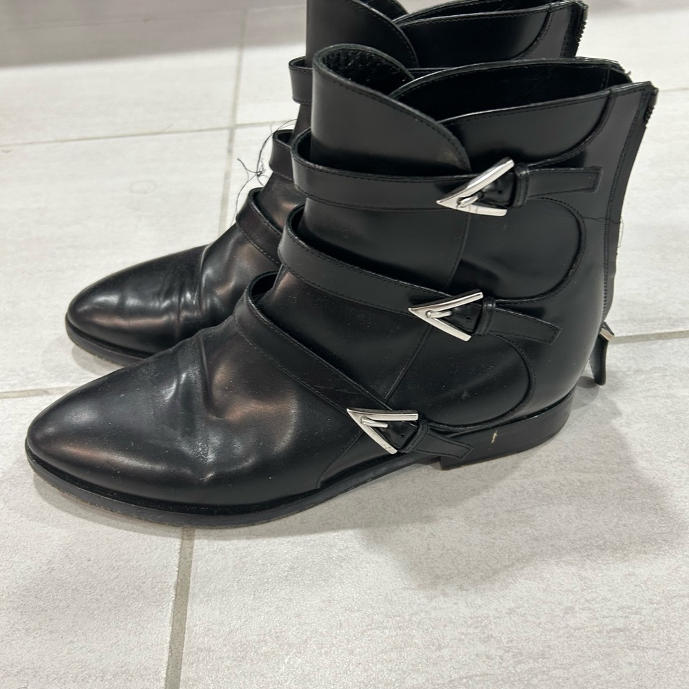Azzedine Alaia Black Ankle Boots with Silver Accents